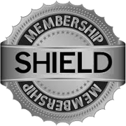 Silver badge with writing Membership Shield