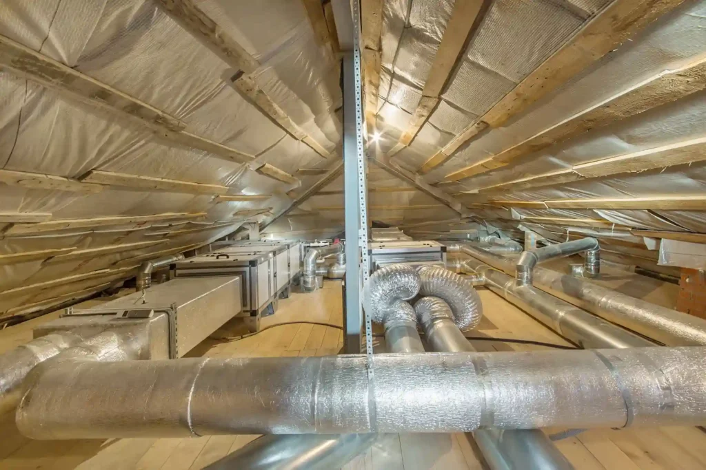 air ductwork installed in attic pre-insulation