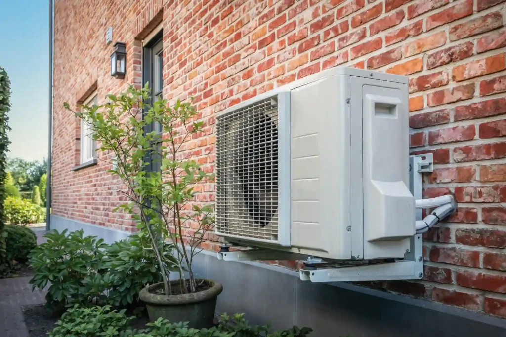 heat pump attached to side of home